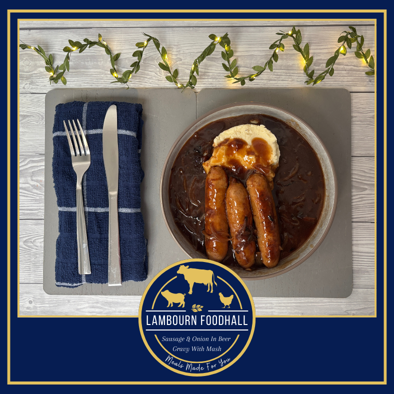 Sausages & Onion In Beer Gravy With Mash